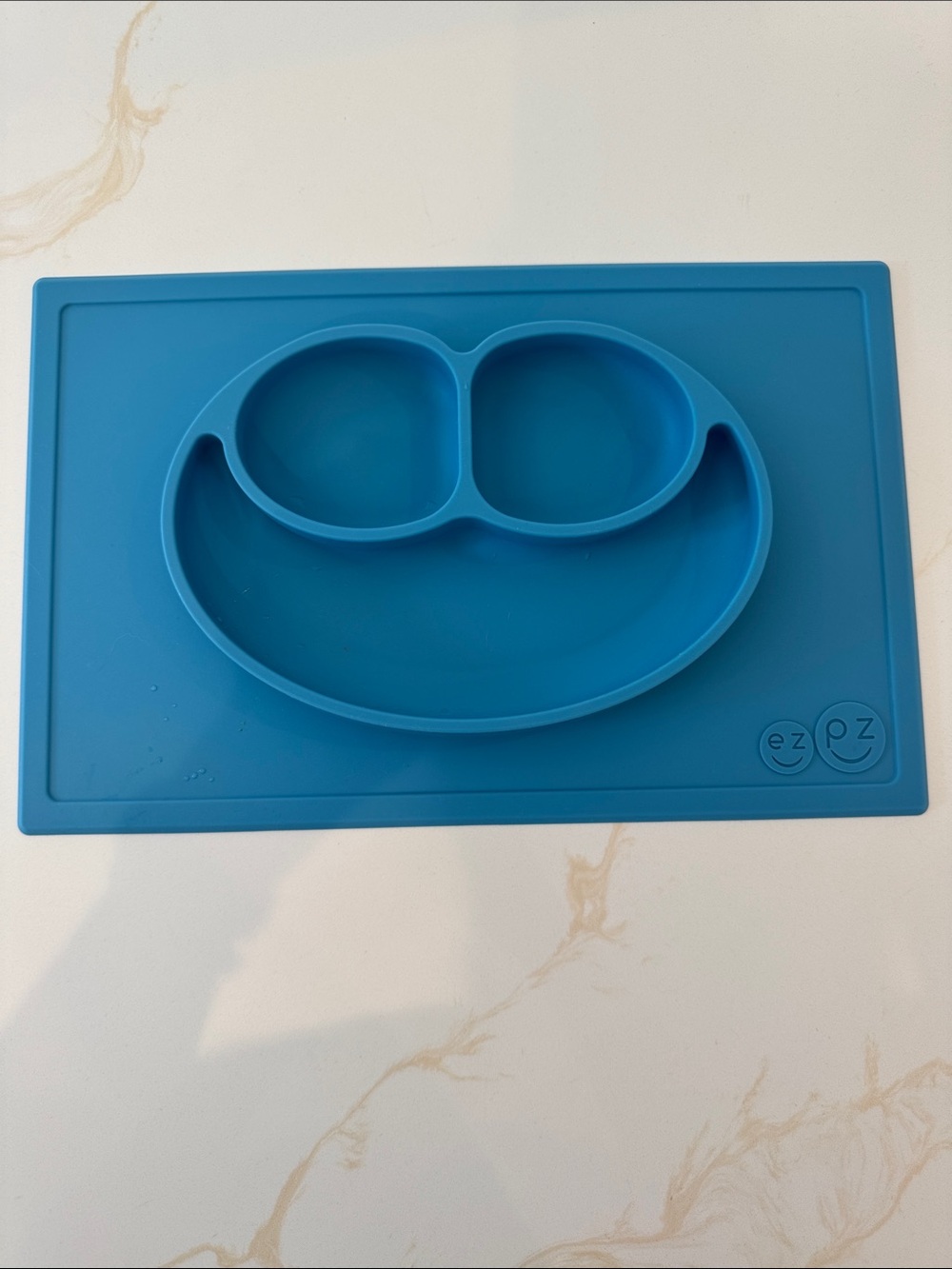 ezpz Blue Silicone Divided Suction Placemat - Kid-Friendly Mealtime Plate
